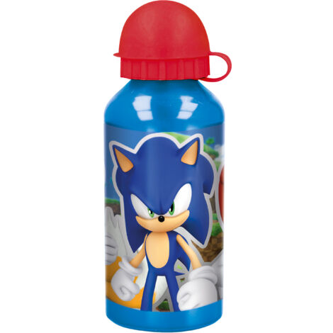 Borraccia Originale Sega Sonic in Alluminio per bambini da 560 ml, con tappo di sicurezza, beccuccio comodo lavabile e riutilizzabile.