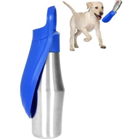 Borraccia portatile per cani, borraccia per cani da 750 ml per passeggiate, bicchiere per acqua per cani in acciaio inossidabile per esterni, acqua potabile per animali domestici