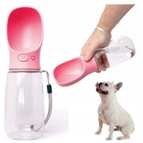 Borraccia portatile per cani e gatti, 350 ml, rosa