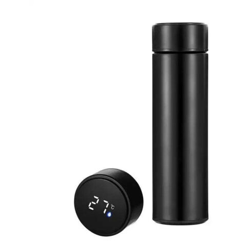 Borraccia termica Herzberg in acciaio inossidabile con display intelligente della temperatura - 500 ml Nera