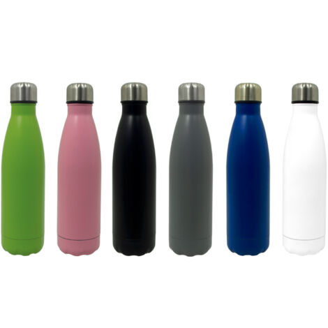 Borraccia Termica Travel Tinta Unita 500ml Bottiglia Acqua Thermos Bevande, misuraBorracciacoloreNero