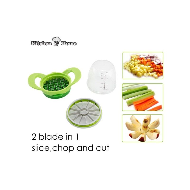 Image of Trade Shop - Affetta Verdure Chopper Trita Sminuzza Frutta Con Recipiente In Vetro Slice Dice