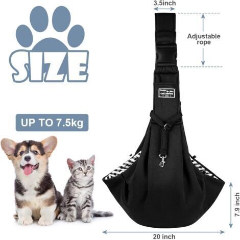 Borsa a tracolla regolabile a mani libere per cani/gatti di piccola taglia, adatta a cani/gatti di taglia media fino a 7,5 kg, ideale per attività all'aperto, viaggi e metropolitana (nera)