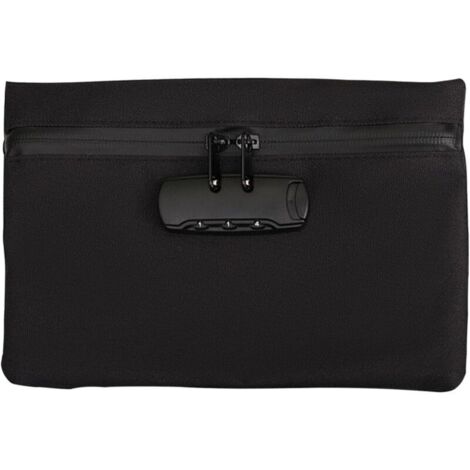 Borsa antiodore - Cassaforte portatile - Borsa impermeabile con lucchetto a combinazione - Borsa portadocumenti - Scatola con lucchetto - Nera - Per riporre gli oggetti in viaggio