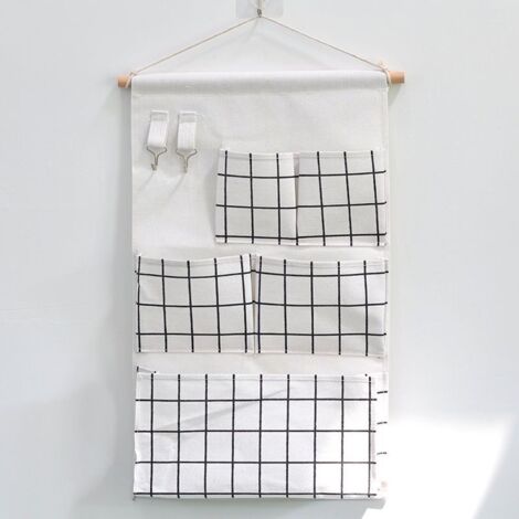 Borsa bianca da appendere, 5 tasche, borsa portaoggetti da parete, borsa portaoggetti da appendere alla parete per cucina, bagno e ufficio