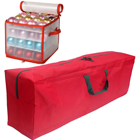 Borsa custodia a sacco conserva Porta Albero di Natale e Scatola per 64 Palline Custodia Resistente