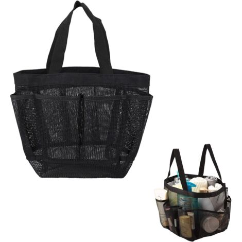 Borsa da doccia pieghevole portatile con maniglia, borsa da doccia da viaggio, rete con 7 scomparti per riporre articoli da toeletta, vestiti e altri oggetti in campeggio.