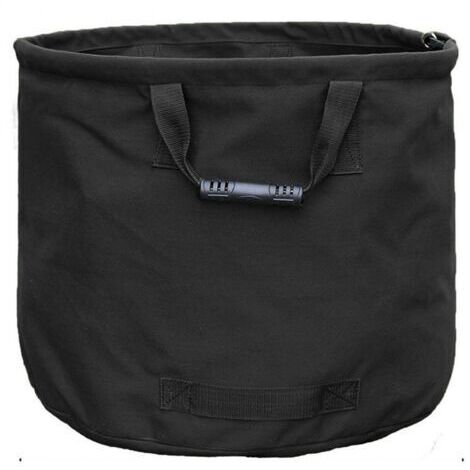Borsa da giardino extra resistente da 125 litri con maniglia, in tela nera (altezza 45 cm, diametro 55 cm)