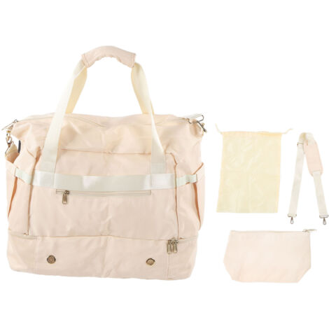 Borsa da palestra da donna, grande capienza, impermeabile, con tasche multiple e porta di ricarica USB, ideale per fitness e yoga. Colore: avorio.