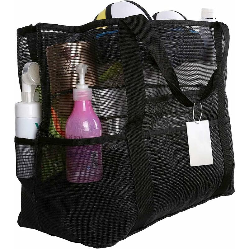 Borsa da spiaggia in rete con cerniera 70x45x18cm