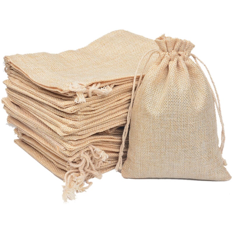 Borsa in lino con coulisse da 100 pezzi, 10 x 14