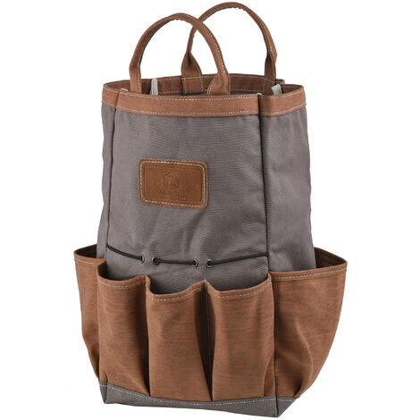 Borsa per Attrezzi da Giardino in Tela Impermeabile Marrone