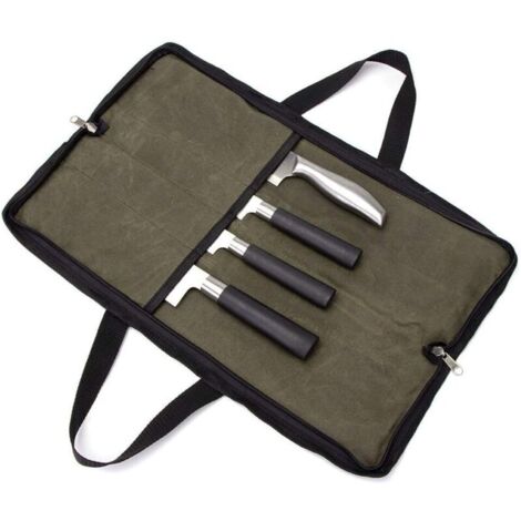 Borsa per coltelli da cucina, custodia per coltelli vuota, portacoltelli, borsa per coltelli per lavoro, campeggio, escursionismo, picnic (borsa senza coltelli) verde