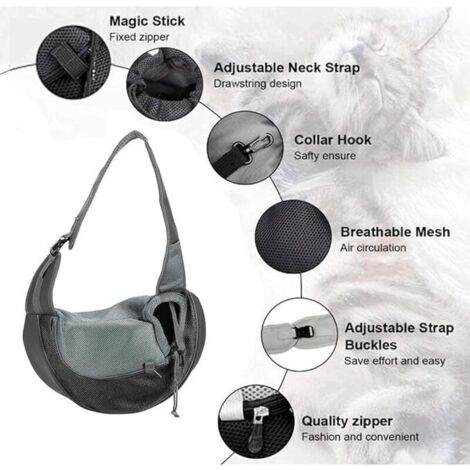 Borsa per il trasporto di cani, borsa a tracolla in rete traspirante per cani e gatti, borsa a tracolla per cuccioli, borsa a tracolla regolabile, borsa da viaggio per piccoli animali, cane, L