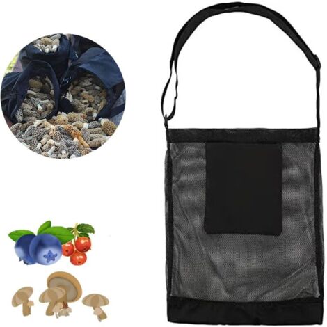 Borsa per la raccolta dei funghi KZQ, borsa per la raccolta in rete, borsa pieghevole per la raccolta della frutta (nera)