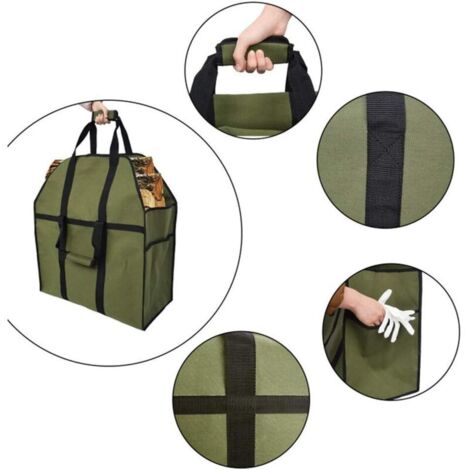 Borsa per legna da ardere, robusta borsa porta legna per camino e stufa in tessuto Oxford, borsa di grande capacità