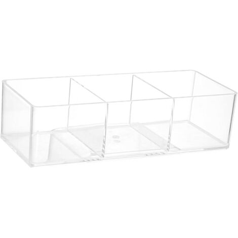 Borsa per trucchi trasparente, contenitore in acrilico, 3 scomparti, porta dischetto di cotone, per casa, bagno, ufficio, design compatto, 90 g