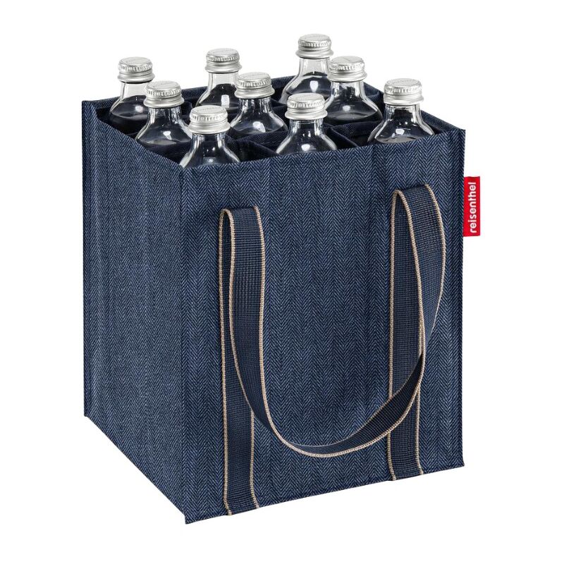 Reisenthel - sac à bouteilles bottlebag herringbone bleu foncé