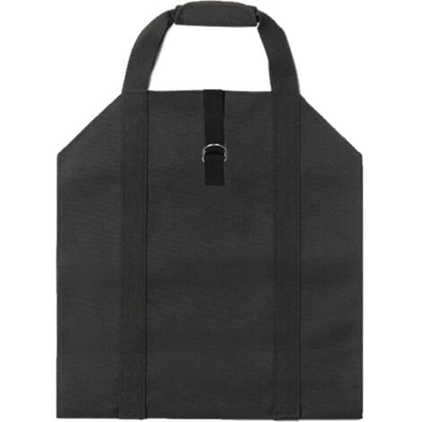 Borsa porta legna in tela Oxford nera, doppia maniglia, apertura laterale completa, grande capacità e robusta.