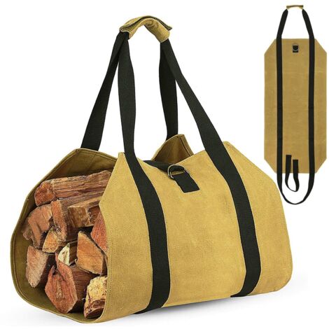 Borsa porta legna resistente all'acqua, borsa porta legna, pieghevole, portatile, resistente all'usura, impermeabile, con maniglia antiscivolo, ideale per campeggio, spiaggia