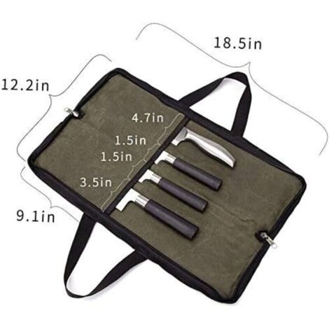 Borsa portacoltelli da cucina, custodia vuota per coltelli, porta coltelli, borsa portacoltelli per lavoro, campeggio, escursionismo, picnic (borsa senza coltelli) verde