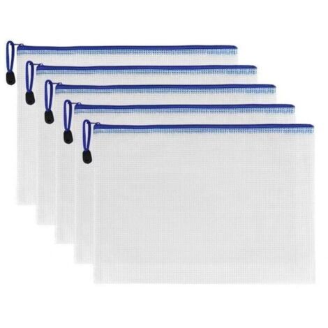 Borsa portadocumenti, 5 pezzi, cartella portadocumenti, custodia con cerniera in PVC, borse portadocumenti A5 per archiviazione documenti e organizzazione documenti aziendali