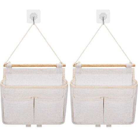 Borsa portaoggetti da parete, 2 pezzi, tasca organizer da appendere (beige)
