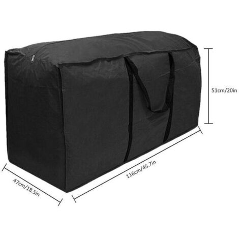 Borsa portaoggetti extra large per cuscini da giardino, lenzuola, guanciali, borsa a mano con manico, in tessuto Oxford impermeabile 210D (116×47×51 cm)