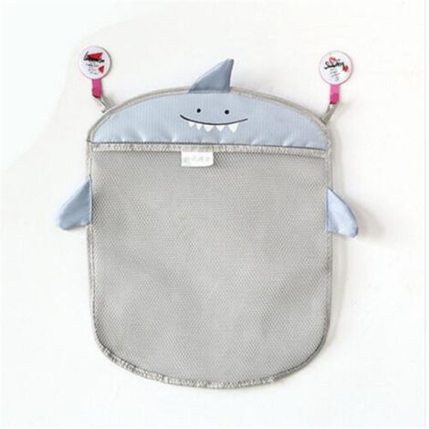 Borsa portaoggetti in maglia da parete con motivo a cartoni animati per cucina e bagno, ideale per riporre giocattoli e shampoo per bambini, 1 pezzo (grigio)