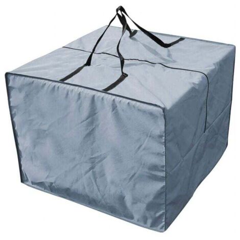 Borsa portaoggetti per cuscini da giardino, 81 x 81 x 61 cm, grigio, 210 D, resistente, con cerniera, manici e capienza.