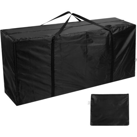 Borsa portaoggetti per cuscini, fodera per cuscino impermeabile Oxford, fodera per cuscino per mobili da giardino nera con maniglia - 122x40x55 cm