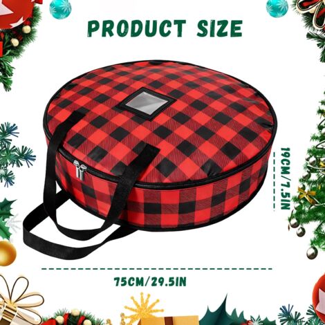 Borsa portaoggetti per ghirlande natalizie, 75 cm, contenitore portaghirlande con cerniera, impermeabile e antipolvere, per riporre le ghirlande natalizie