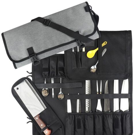 Borsa portatile per coltelli da chef, borsa arrotolabile per coltelli da chef, borsa portacoltelli da campeggio, per coltelli, tritatutto e utensili da cucina