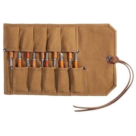 Borsa portautensili arrotolabile in tela cerata KZQ con 10 tasche per utensili manuali, chiavi, borsa portaoggetti