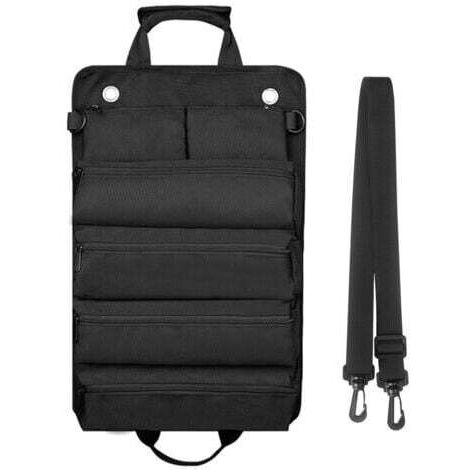Borsa portautensili arrotolabile per uomo/donna, organizer per attrezzi con ruote resistente e impermeabile, tracolla multifunzionale, borsa con ruote portatile e robusta, nera