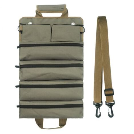 Borsa portautensili arrotolabile verde per uomo e donna, impermeabile e resistente, multifunzionale, con ruote, portatile e resistente.