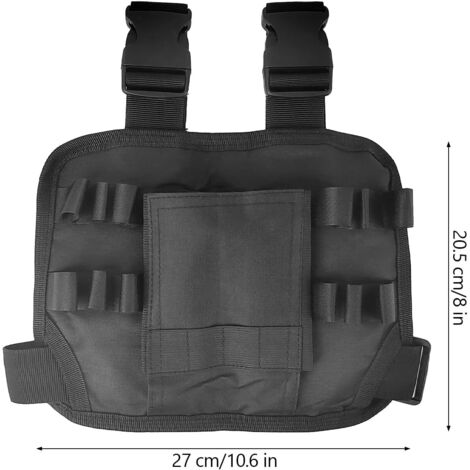 Borsa portautensili, cintura portautensili in tessuto Oxford, cinture portautensili 25 × 18 cm, borsa portautensili per gambe con tasche multiple nera, per addetti alla manutenzione