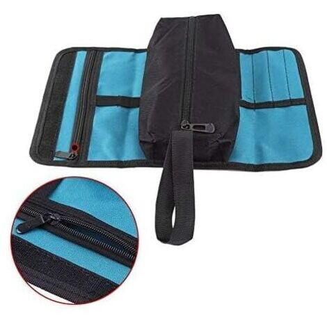 Borsa portautensili, piccola borsa portautensili arrotolabile, borsa portautensili in tela, borsa portaoggetti con cerniera e fibbia per elettricista, idraulico, meccanico