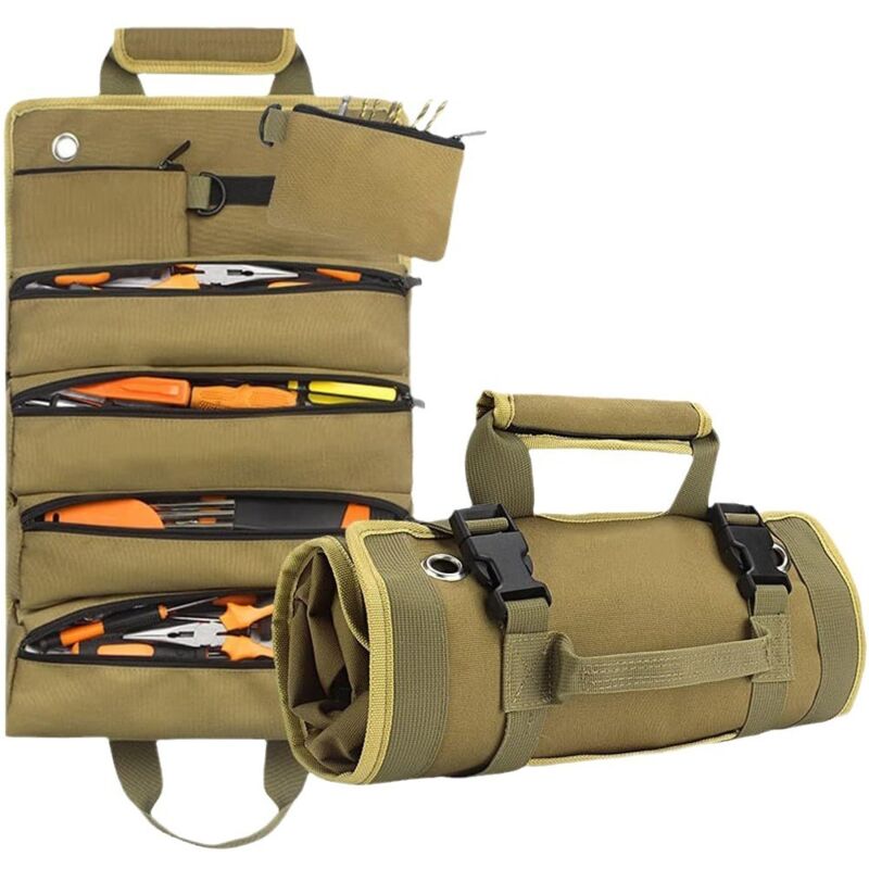 Image of Jalleria - Borsa portautensili, piccola scatola portautensili arrotolabile, organizer portautensili resistente con 2 tasche portautensili staccabili,
