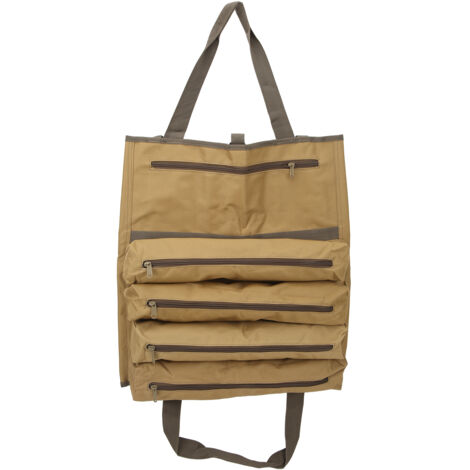 Borsa portautensili realizzata in tessuto Oxford 600D resistente all'usura e allo sporco, multitasche, per auto e altre attività all'aperto, colore cachi.