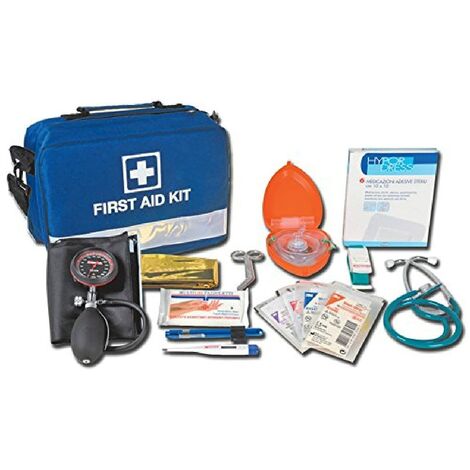 Borsa Primo Soccorso, 31x22x11cm, con sfigmo, stetoscopio, mascherina crp, forbici, steristrip, termometro, laccio emostatico ed altro