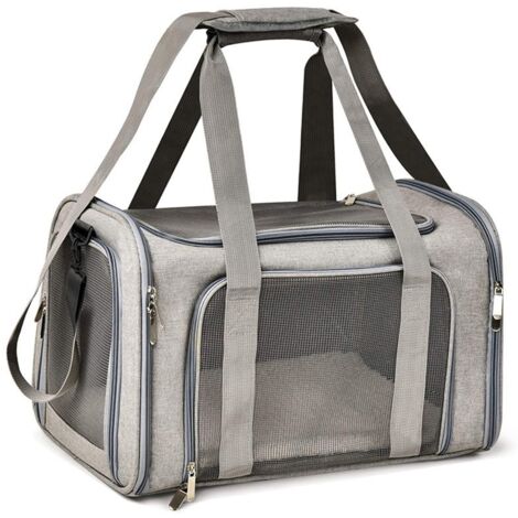 Borsa trasportino morbida per gatti/cani/animali domestici, pieghevole, adatta a gatti di taglia grande/cani di taglia piccola, con cinghie e imbottitura removibile, borsa a rete per cuccioli, M (45 c