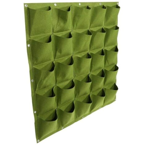 Borsa verticale per piantare con 25 scomparti per appendere vasi di fiori per la decorazione del giardino esterno (verde)
