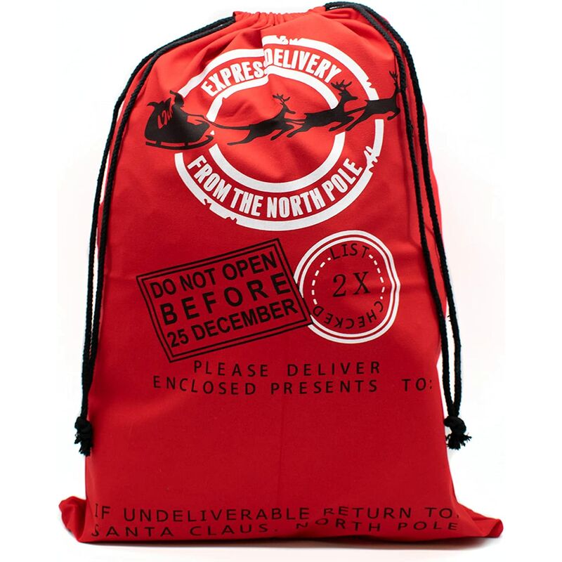 Borsa/sacco di Babbo Natale con calza di Natale