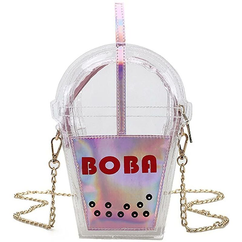 Borse da donna Boba Tea Big Capacity Pu Laser Money Bag Design Borse a tracolla Borsa a tracolla trasparente trasparente