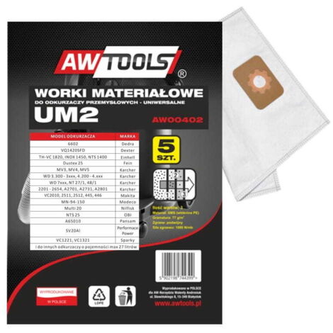 BORSE IN MICROFIBRA AWTOOLS, set di 5, UM2, MAKITA VC2010/2511/2512/445/446