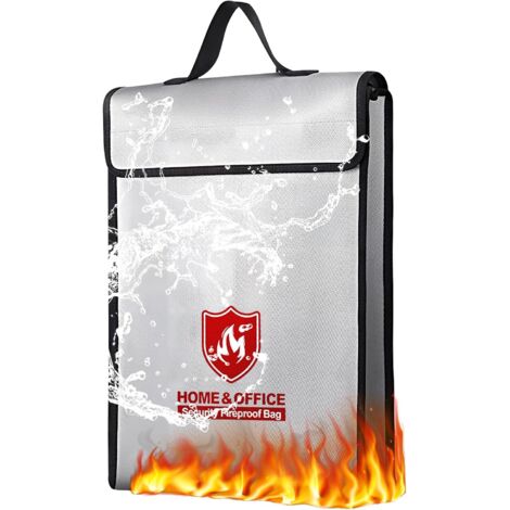 Borse per documenti ignifughe, Portadocumenti impermeabile e ignifugo fino a 1200 ℃, Borsa ignifuga resistente all'acqua 38x32x8 cm, Custodia ignifuga impermeabile per passaporti, documenti