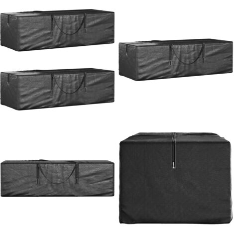 Borse Porta Cuscini Giardino 2pz Nere 135x40x55 cm Polietilene - Cuscini da esterno - Cuscini da patio