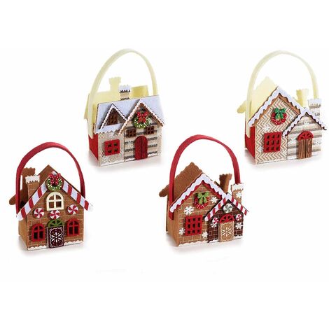 Borsette Natalizie in feltro a forma di casetta decorazioni per il Natale idea regalo 8 pezzi