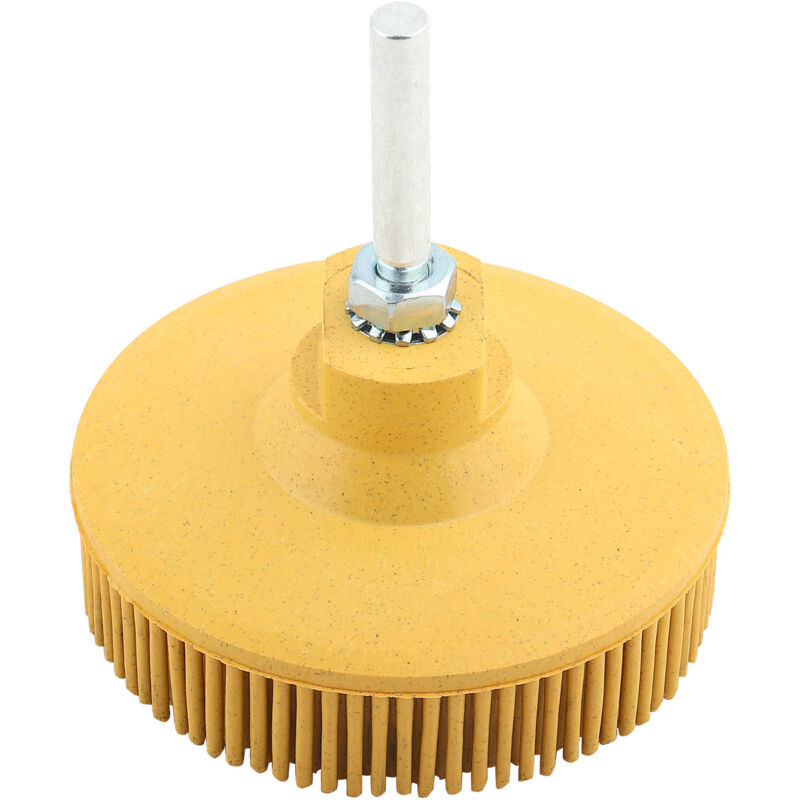 Image of Borstenbürstenscheibe, 3-Zoll-Gummibürste, Schleifpolierscheibe zum Entfernen von Gratrost (gelb)